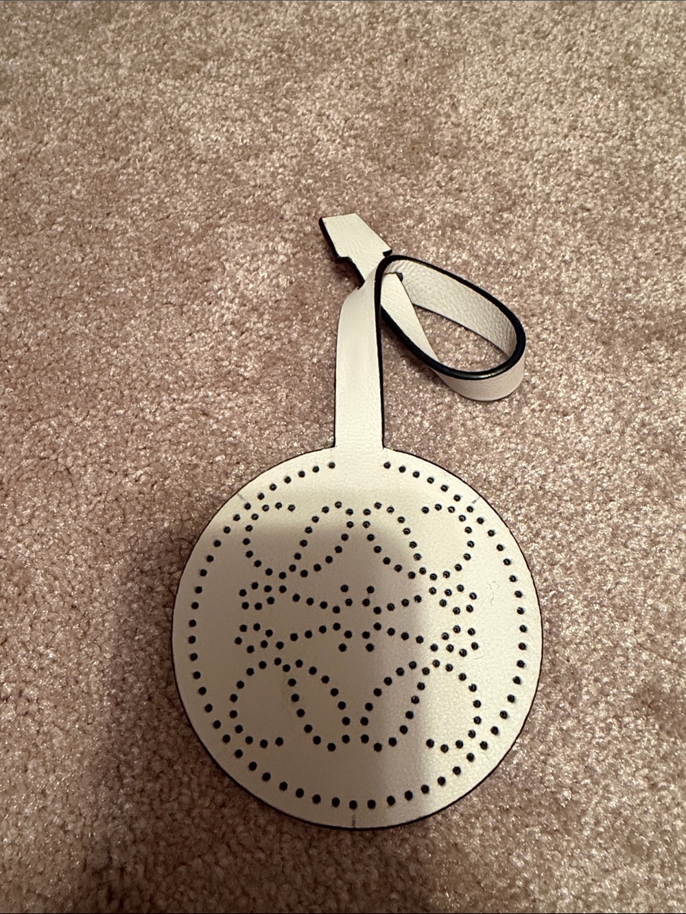 Loewe Cream Perforated Leather Circle Bag Charm
